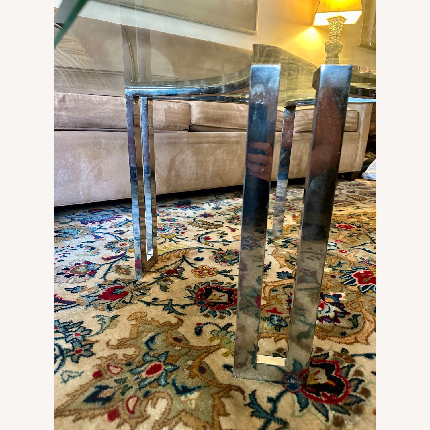 Glass and Metal Coffee Table - image-3