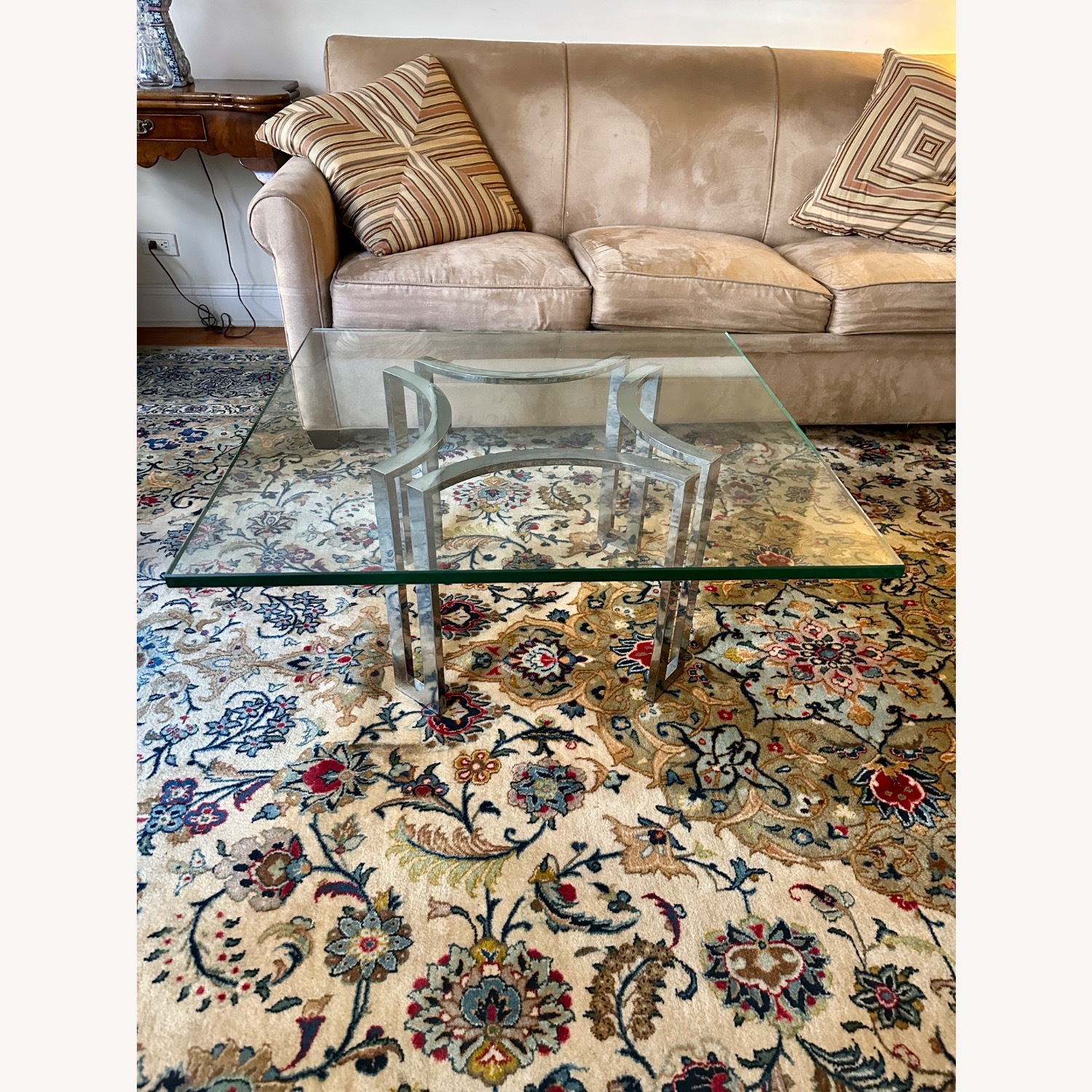 Glass and Metal Coffee Table - image-1