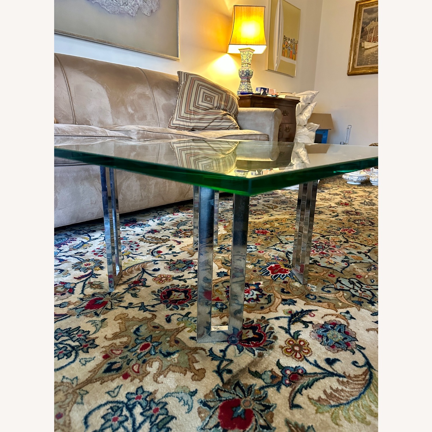 Glass and Metal Coffee Table - image-2