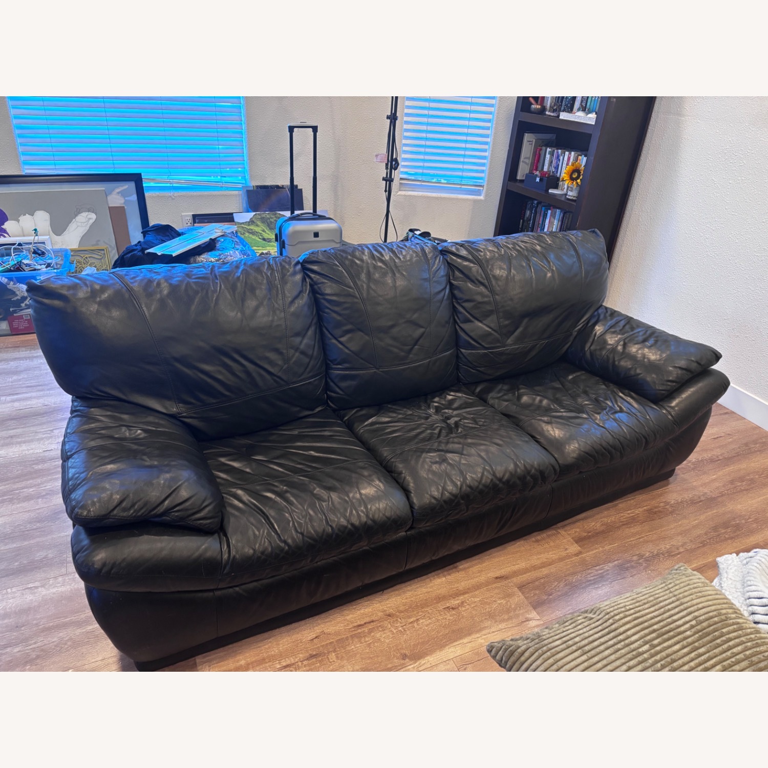 Black Leather Couch - image-1