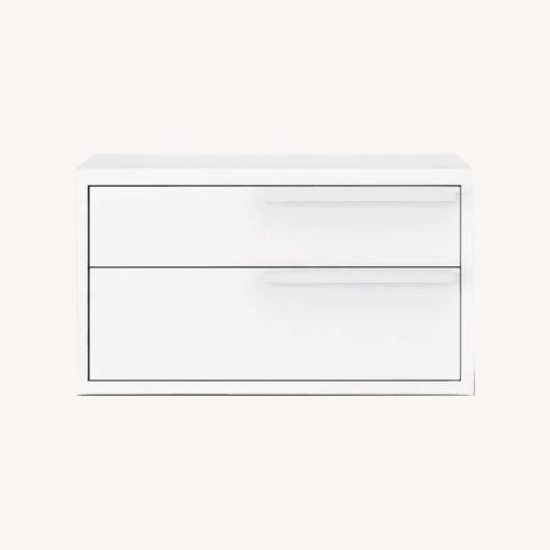 Used Modani Nightstand White High Gloss Melamine  for sale on AptDeco