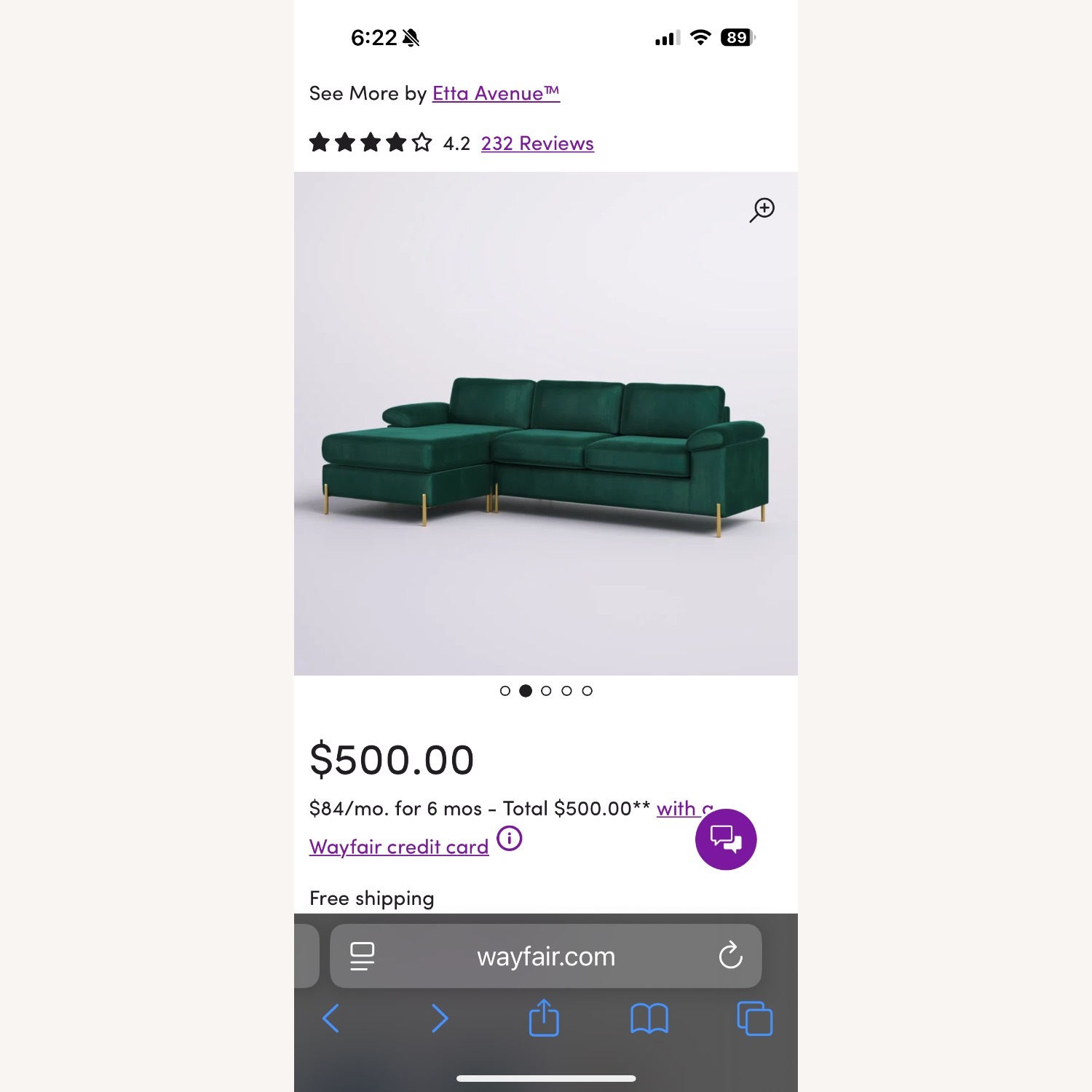 Wayfair Leytonstone 3 Piece Velvet Sectional - image-5