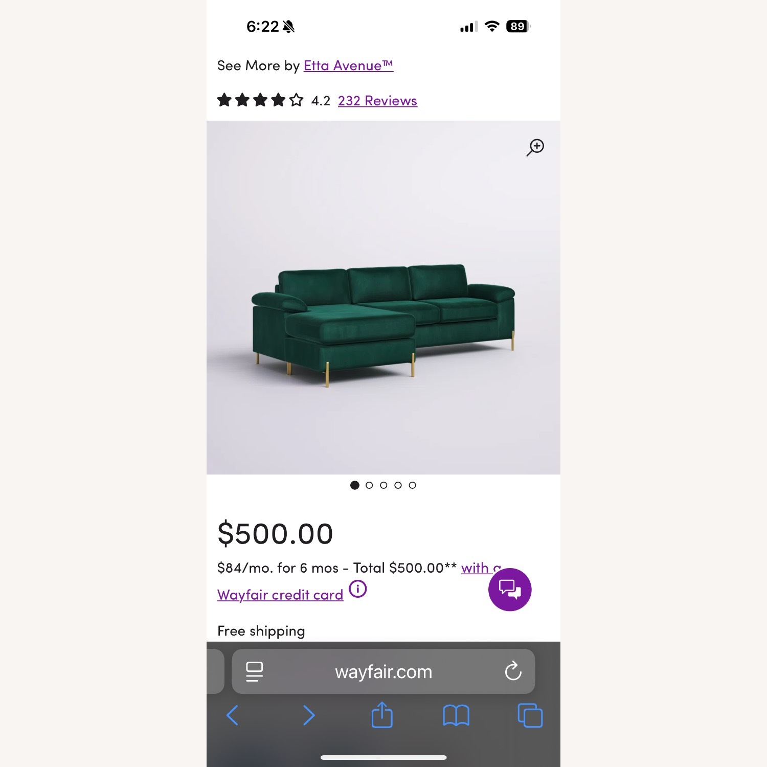 Wayfair Leytonstone 3 Piece Velvet Sectional - image-4