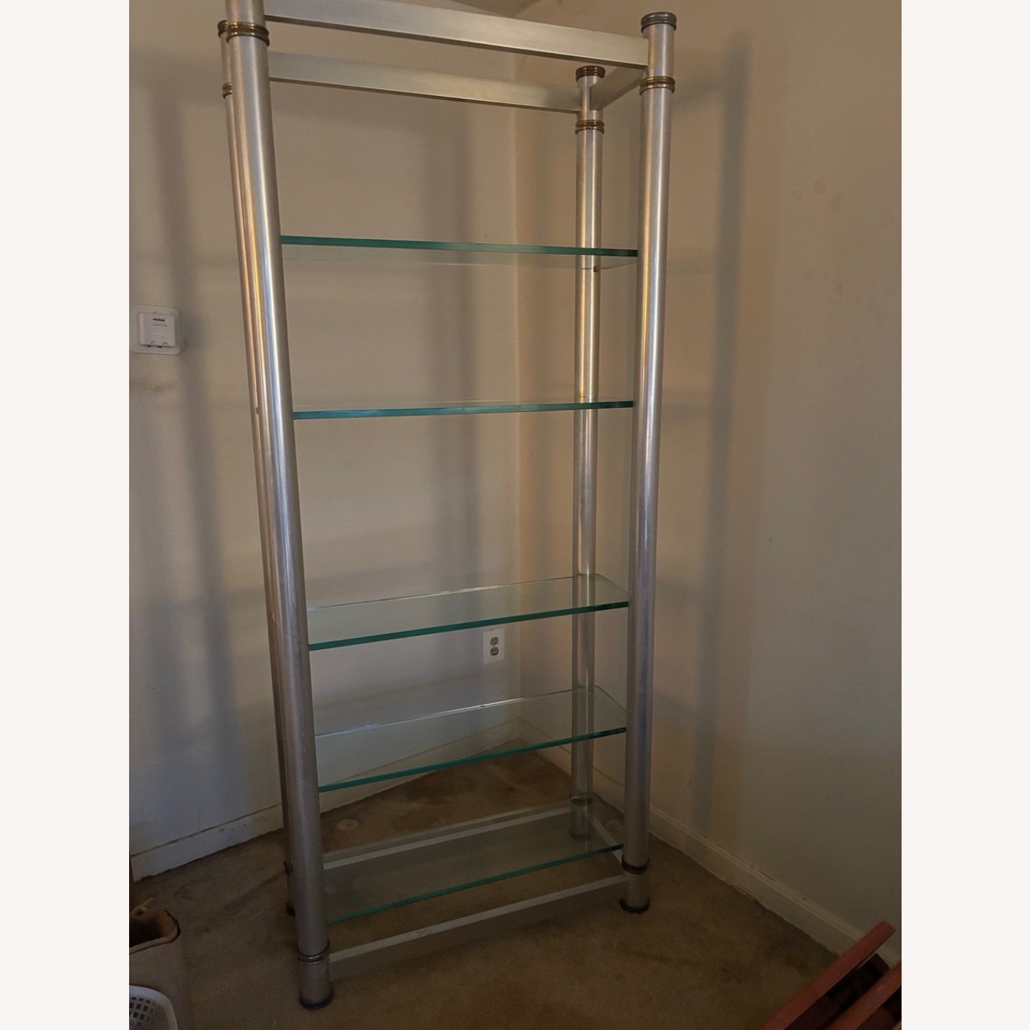 Silver Etagere with Brass Edgings on Each Corner  - image-3