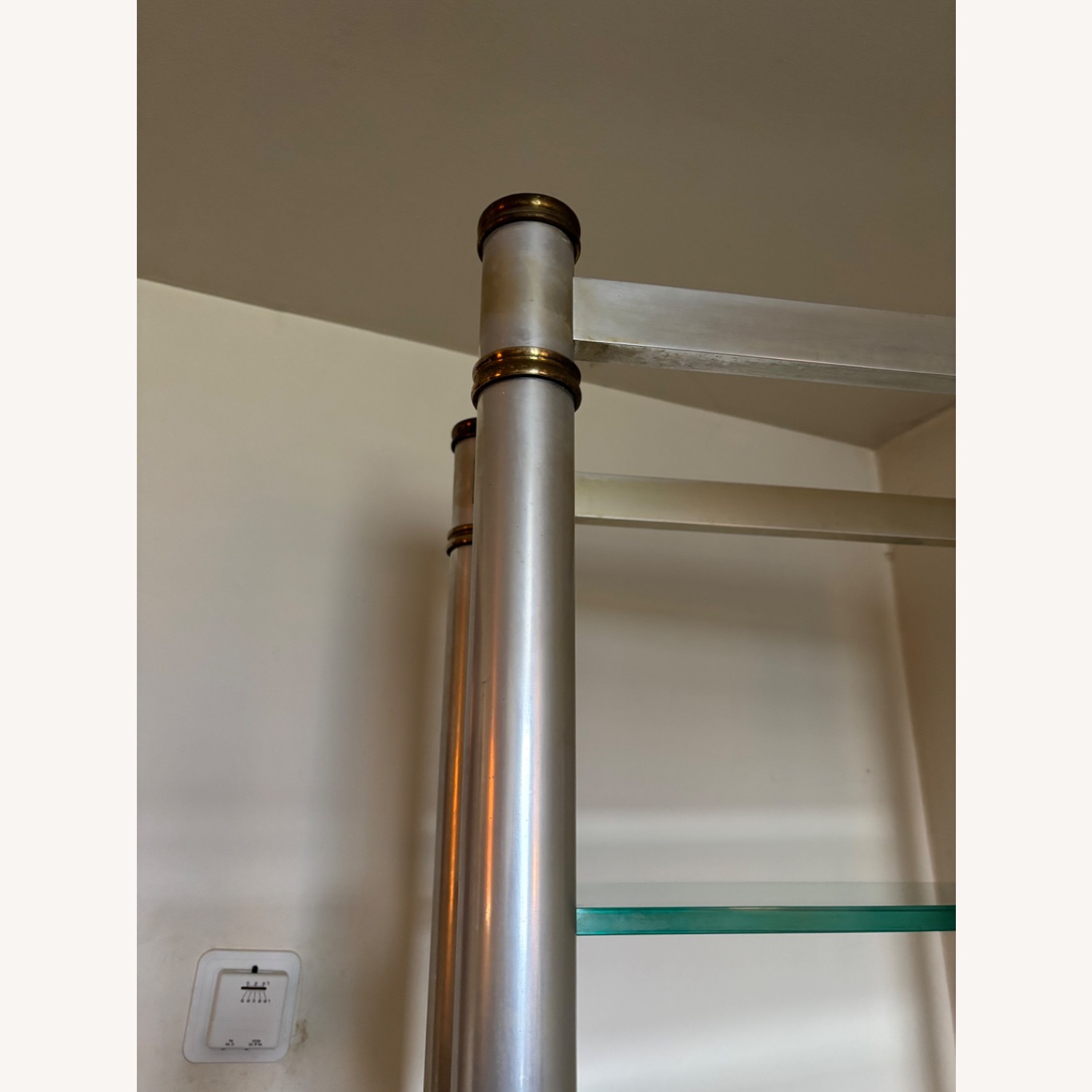 Silver Etagere with Brass Edgings on Each Corner  - image-2