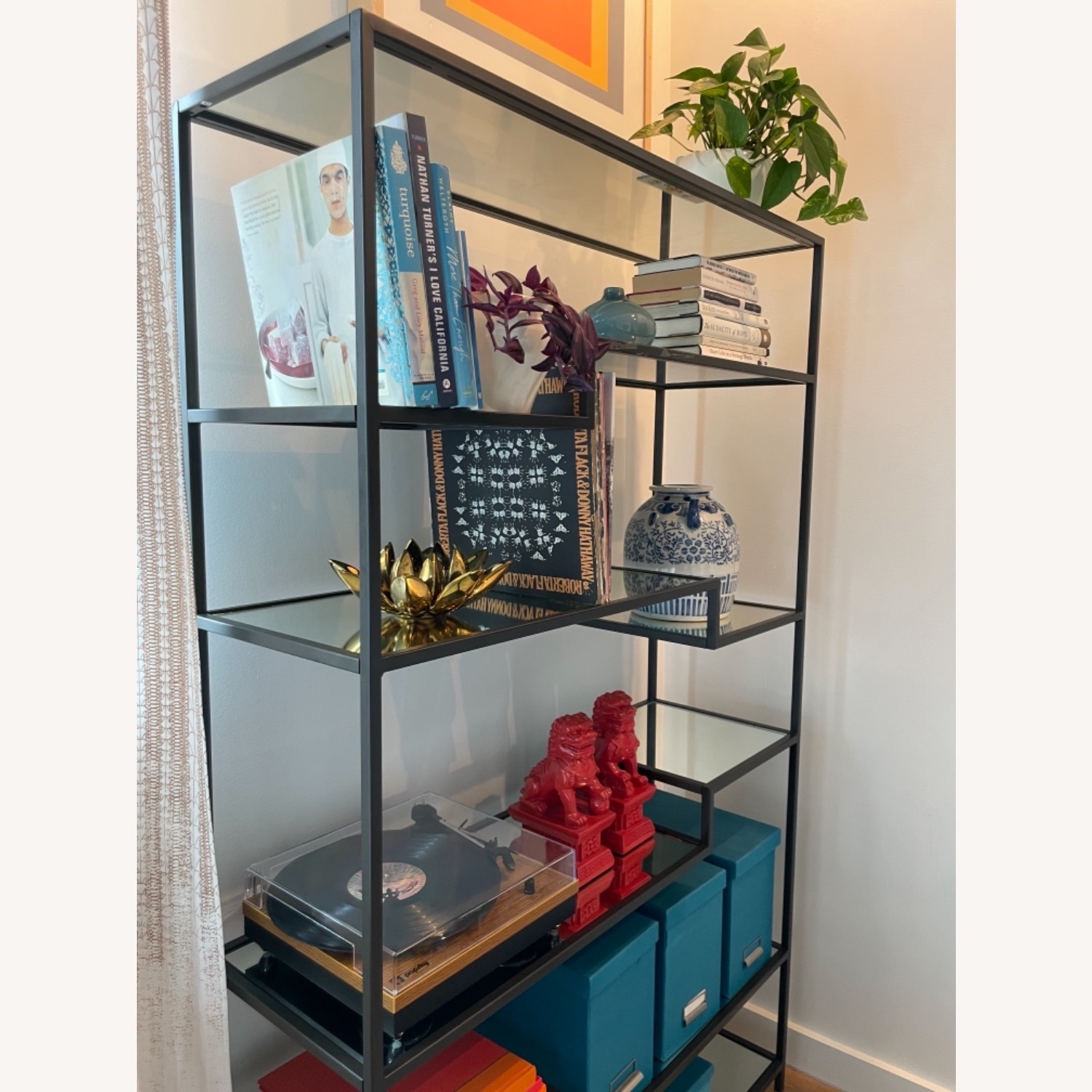 Pottery Barn Modern Etagere with Mirrored Shelves - image-3