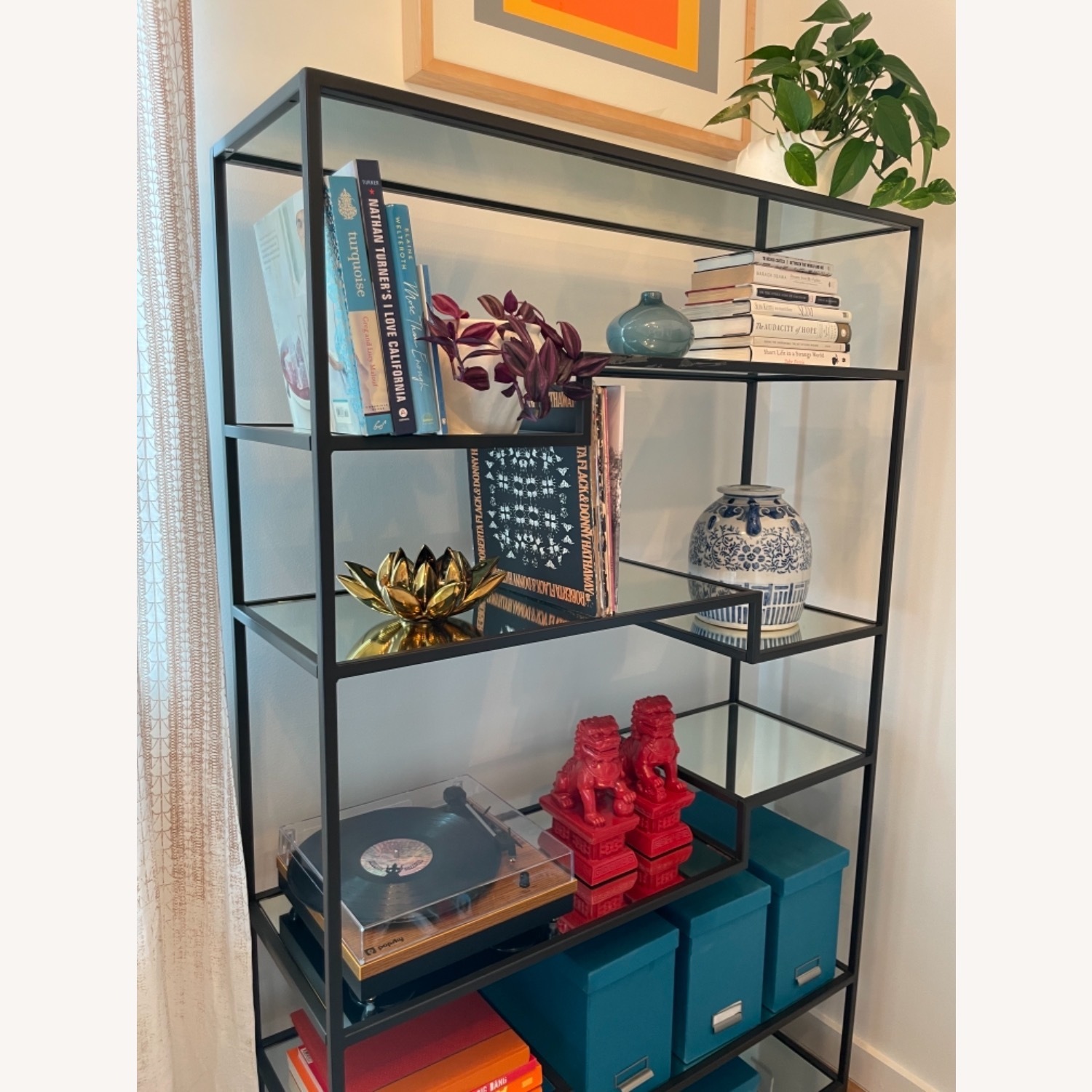 Pottery Barn Modern Etagere with Mirrored Shelves - image-1