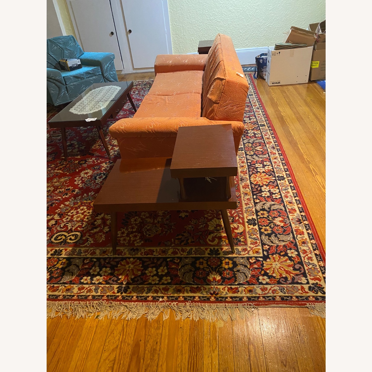 Retro 60s living Rm Side Table with Drawer - image-4