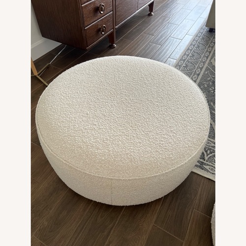 Used Lulu and Georgia Aldora Round Ottoman for sale on AptDeco