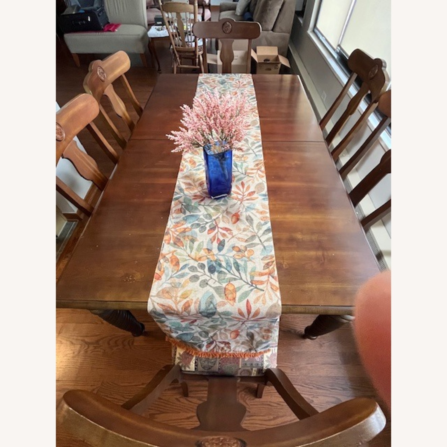 超広々サイズ！アメリカ Ethan Allen 伸長式テーブル&チェア6脚 幅160-240cm］【チェア6脚】3段階伸長式 ダイニングセット 6人