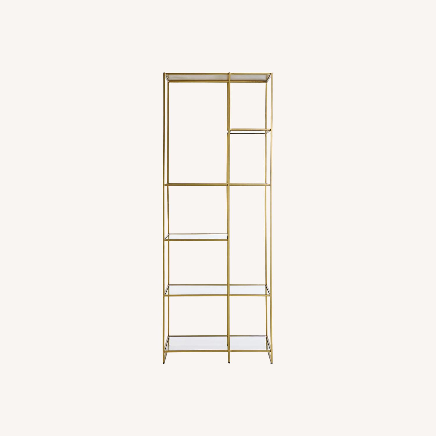Crate & Barrel Estelle Gold and Glass Display Shelf - image-0