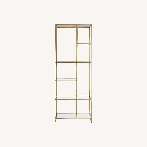 Used Crate & Barrel Estelle Gold and Glass Display Shelf  for sale on AptDeco