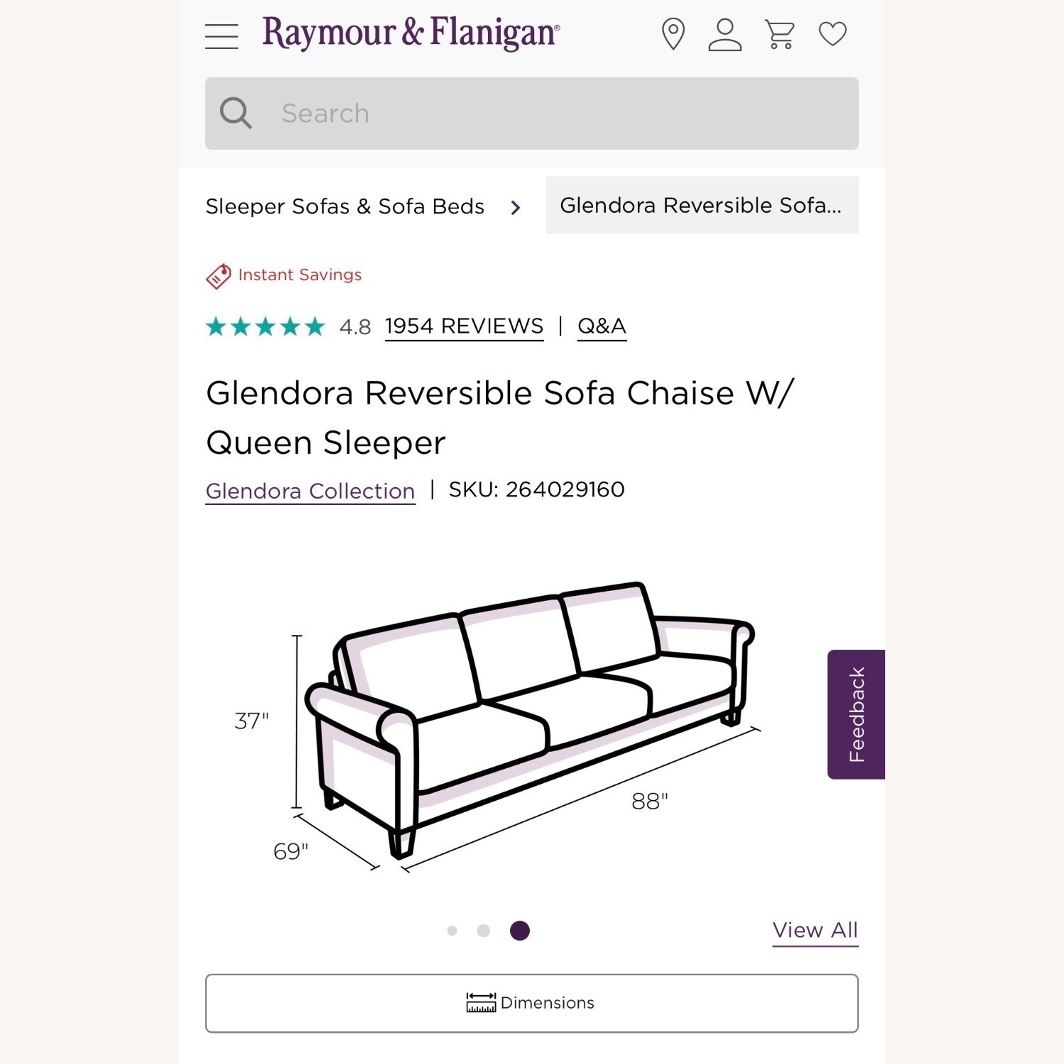 Glendora Queen Sleeper Sofa with Reversible Chaise  - image-5