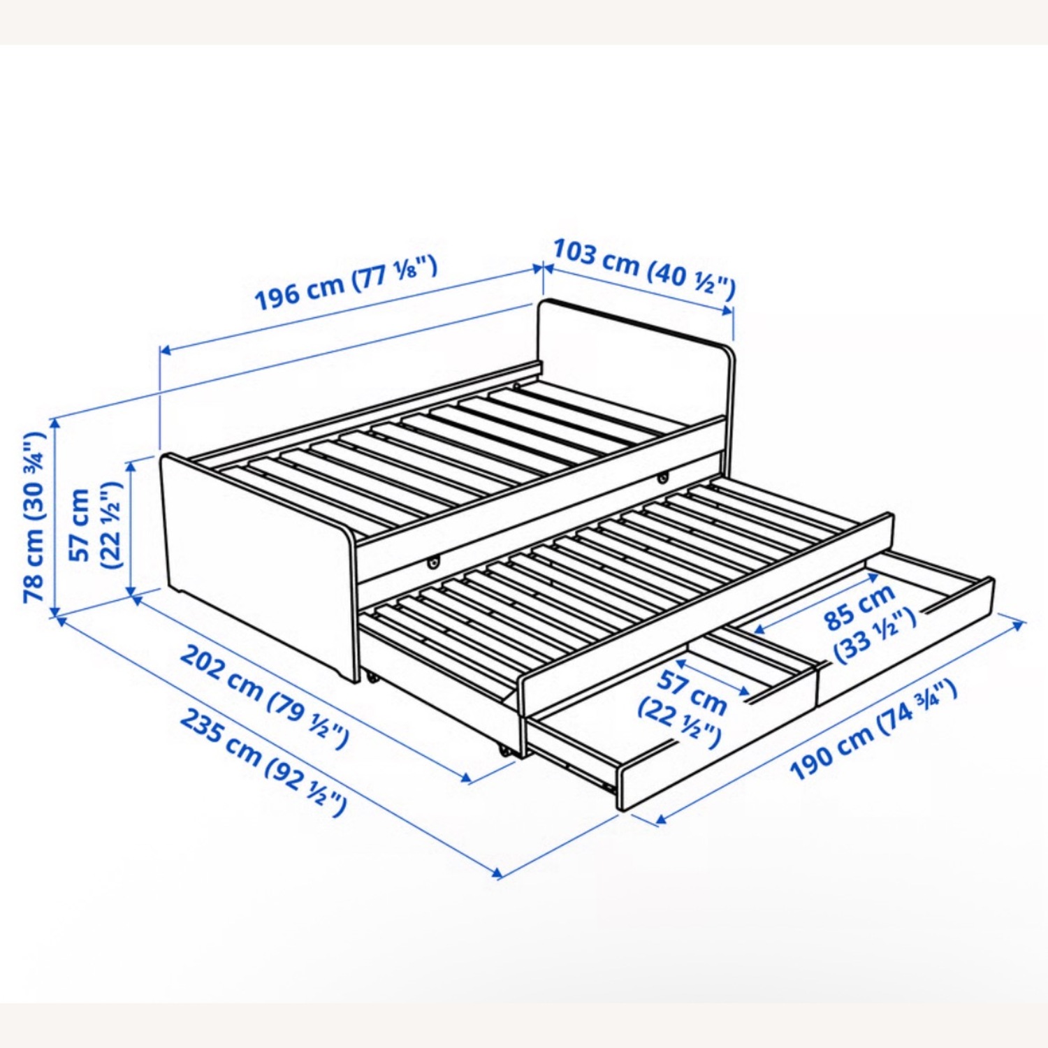 IKEA Slakt Twin White Pullout Bed - image-3