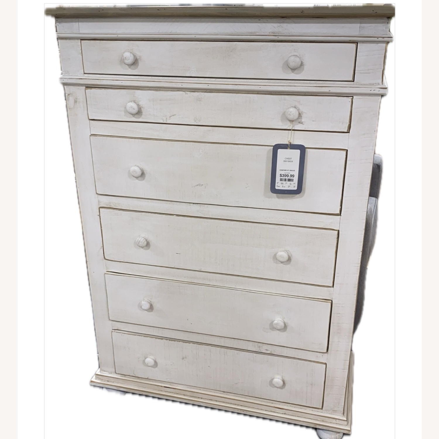 Rustic Whitewashed 6-Drawer Chest - image-1