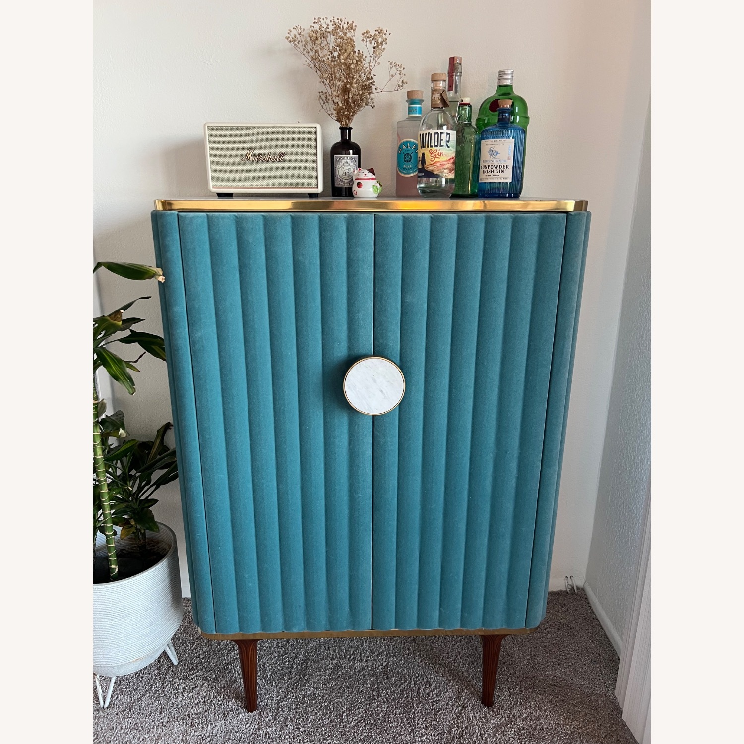 Anthropologie Juneau Velvet Bar Cabinet - image-1