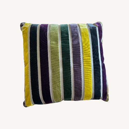 Used Custom Velvet/Silk 21” Sq Throw Pillows for sale on AptDeco