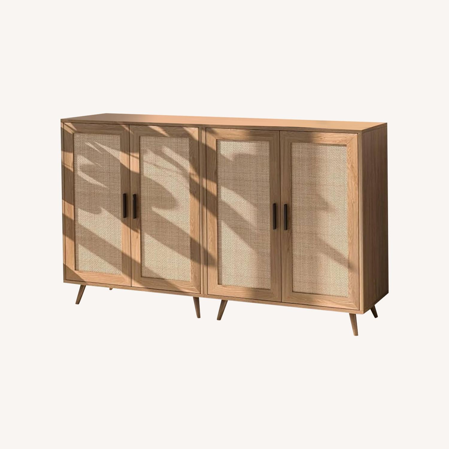 Light Wood Rattan Sideboard - image-0