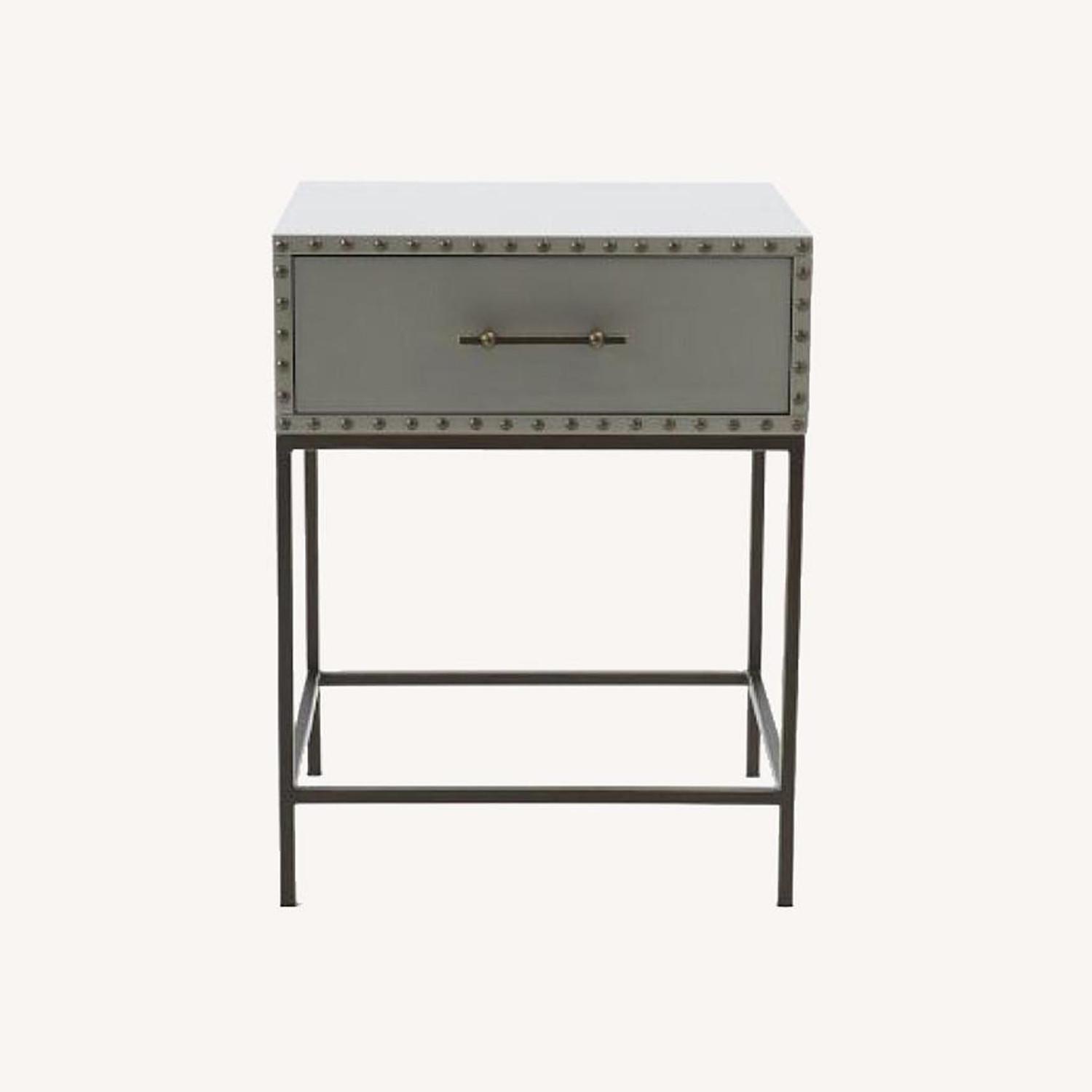 West Elm Nailhead Nightstand Grey Lacquer - image-0