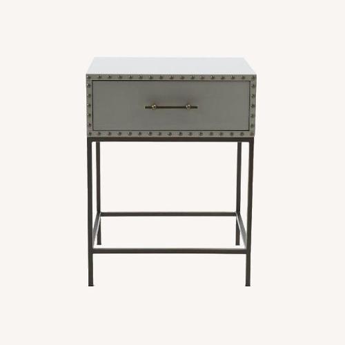 Used West Elm Nailhead Nightstand Grey Lacquer for sale on AptDeco