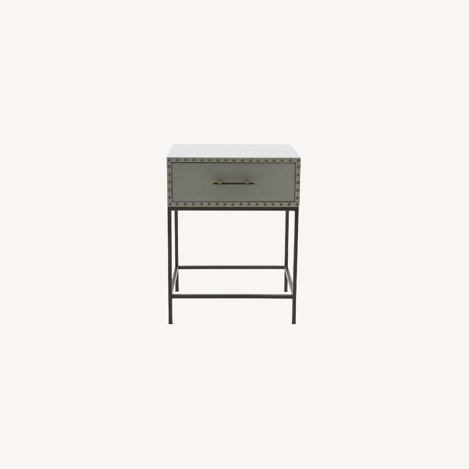 West Elm Nailhead Nightstand Grey Lacquer - image-1