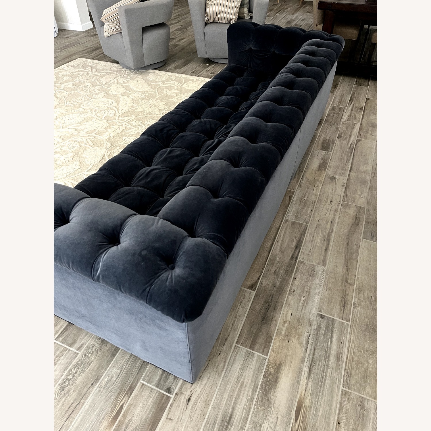 Blue Velvet Couch - image-3