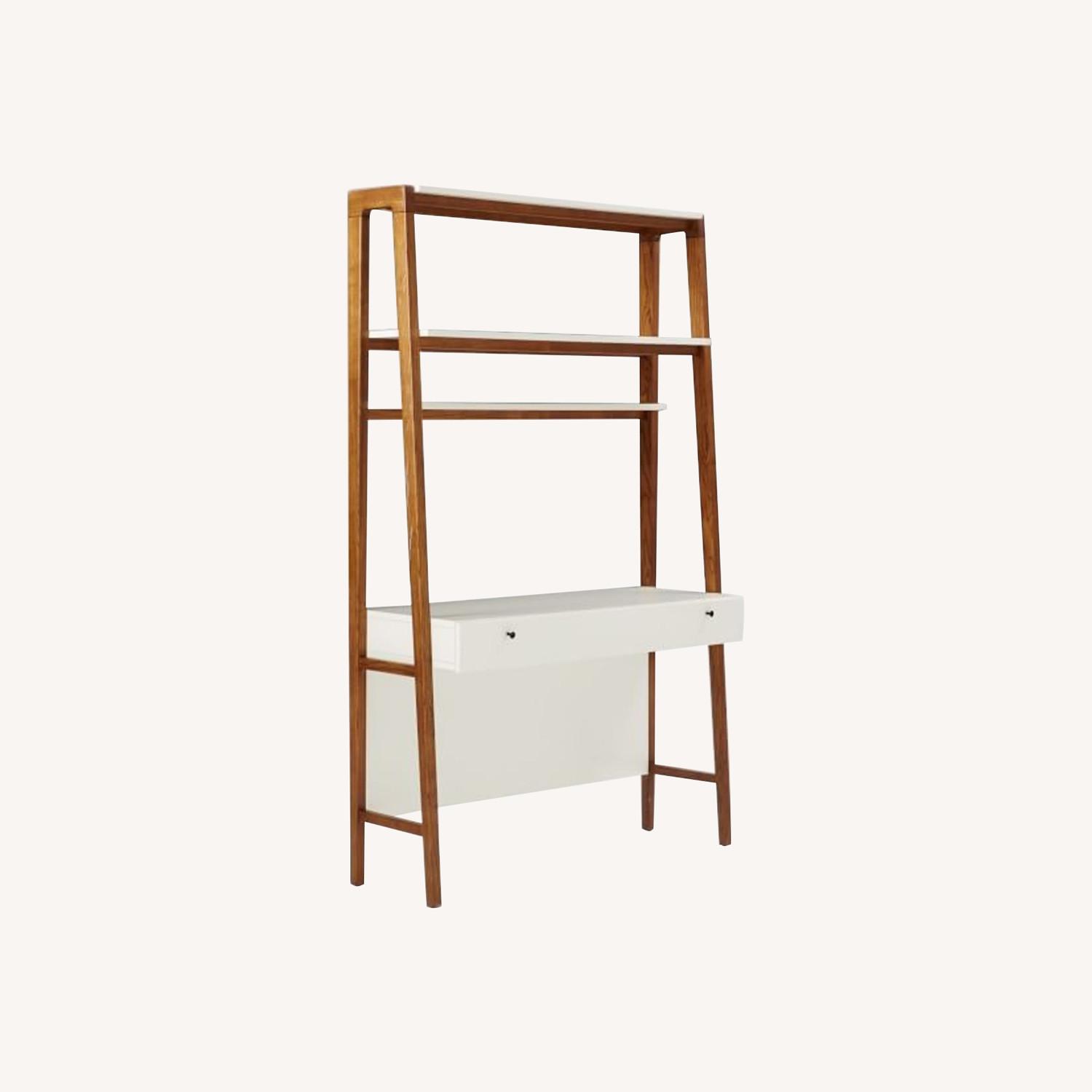 West Elm Modern Wall Desk, Pecan/White - image-0