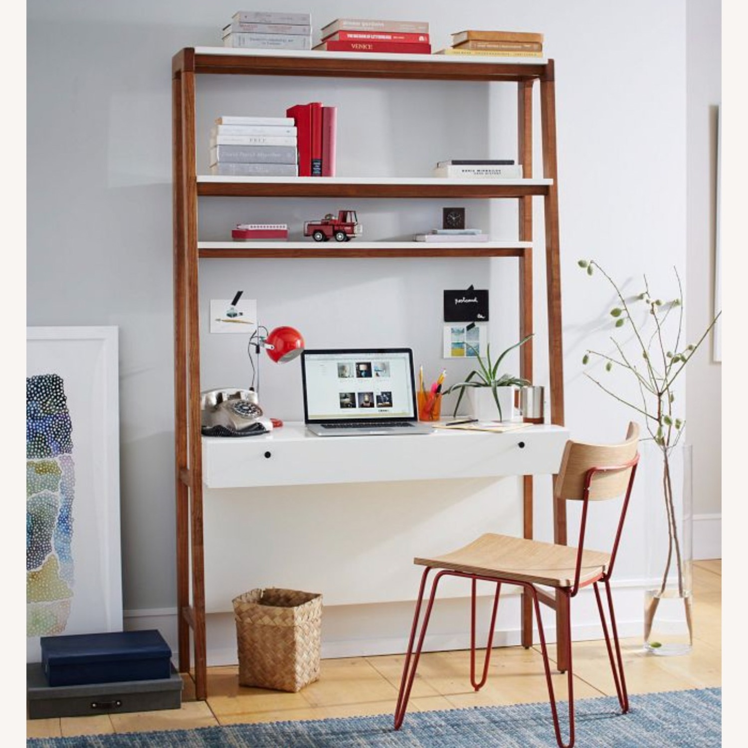 West Elm Modern Wall Desk, Pecan/White - image-3
