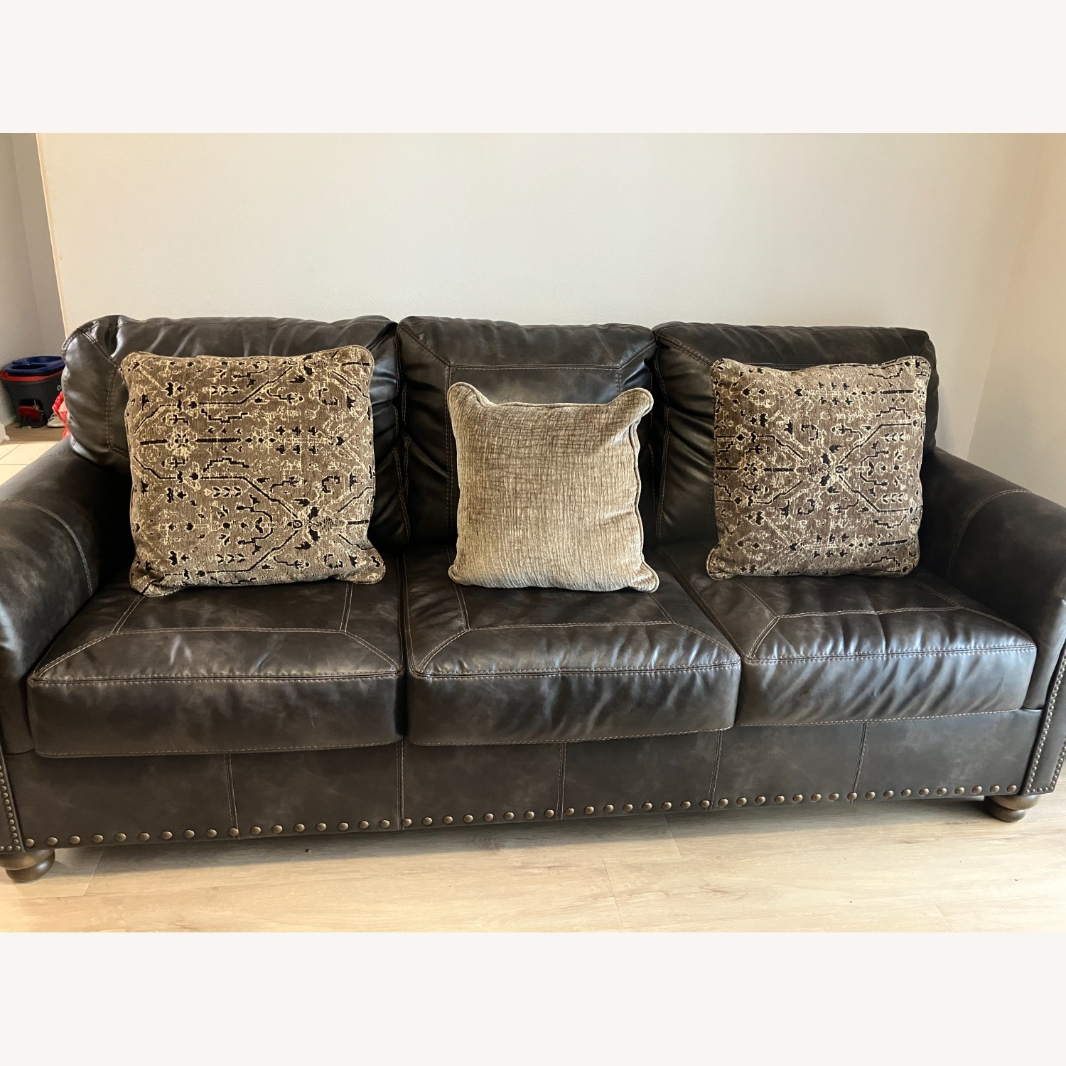 Ashley Nicorvo 3 Seat Dark Brown Sofa - image-1