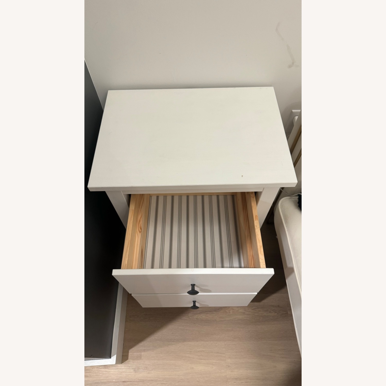 IKEA HEMNES ホワイト サイドテーブル 2段 引き出し付き イケア IKEA 引出し付きサイドテーブル 46x35cm ベッドサイド