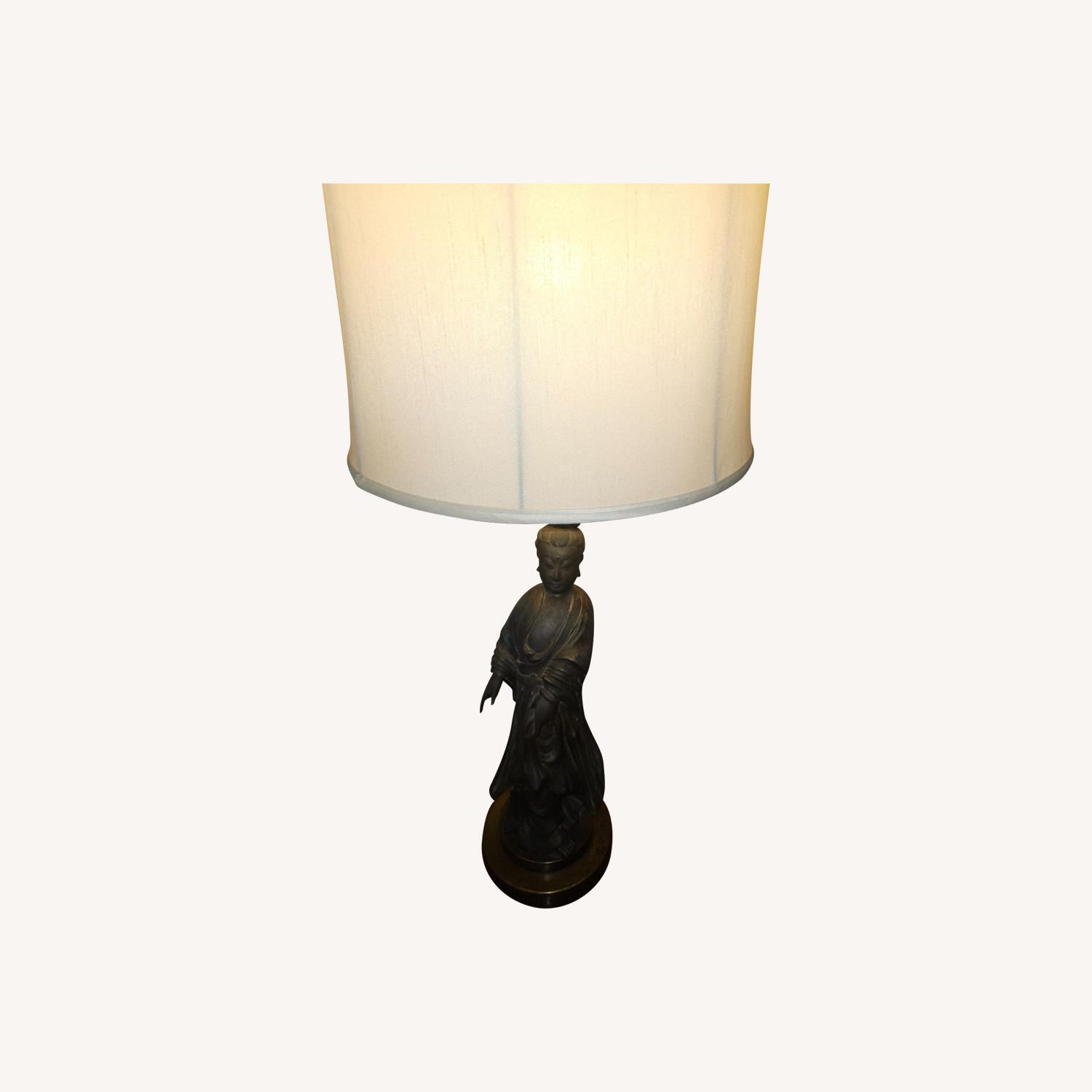 Antique Brass Japanese Figure Lamp - image-0