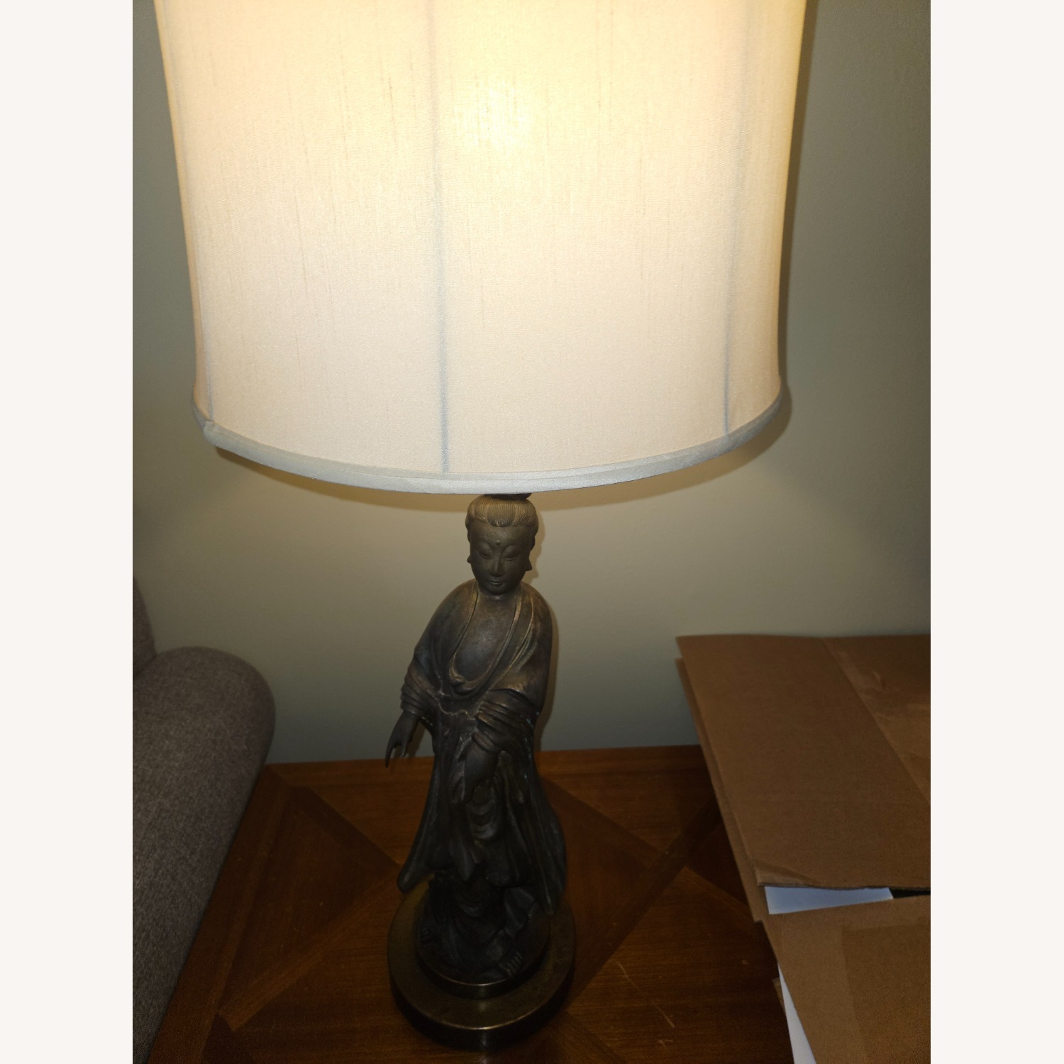 Antique Brass Japanese Figure Lamp - image-1