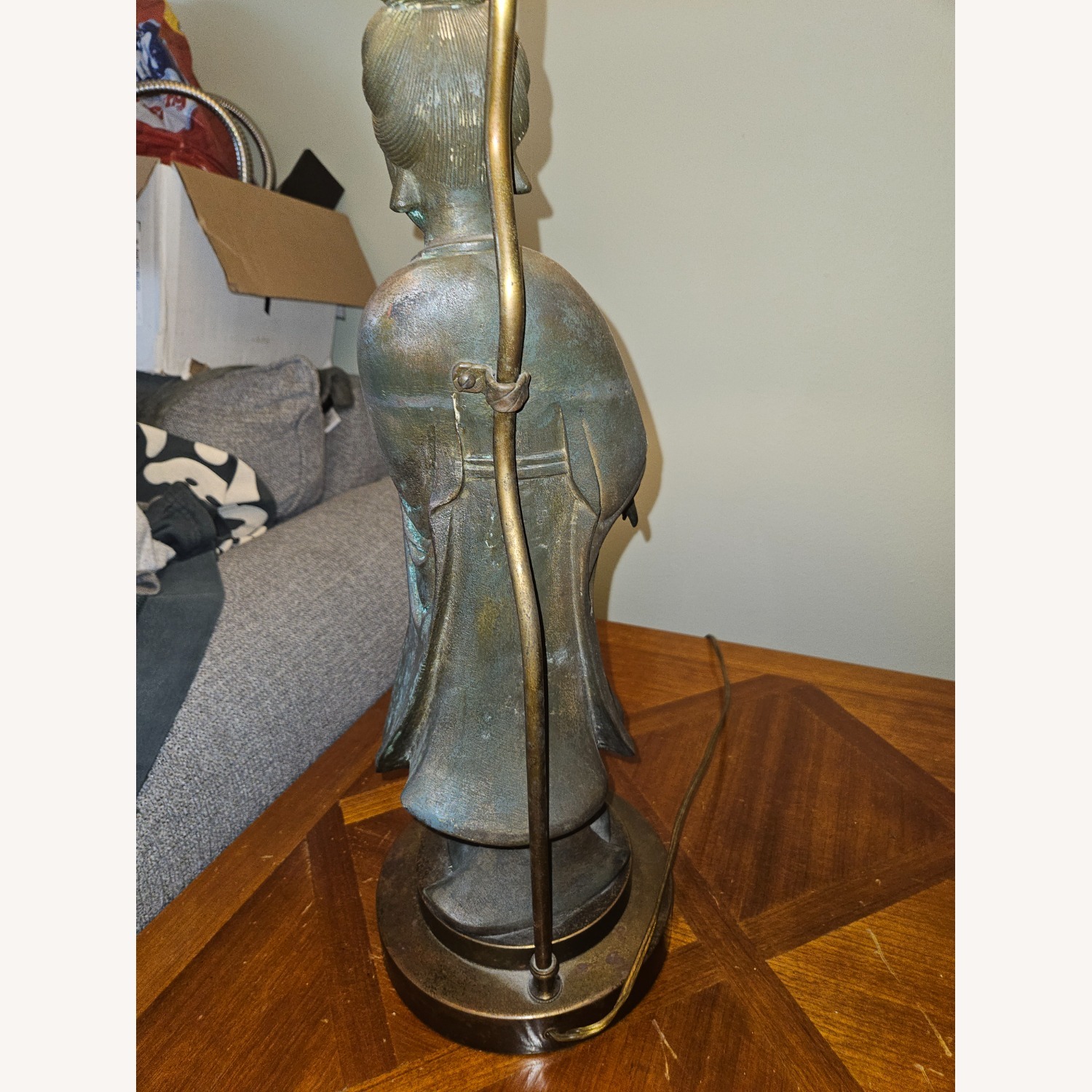Antique Brass Japanese Figure Lamp - image-3