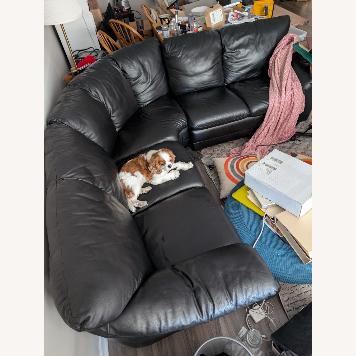 Big Comfy Black Leather Couch - image-1