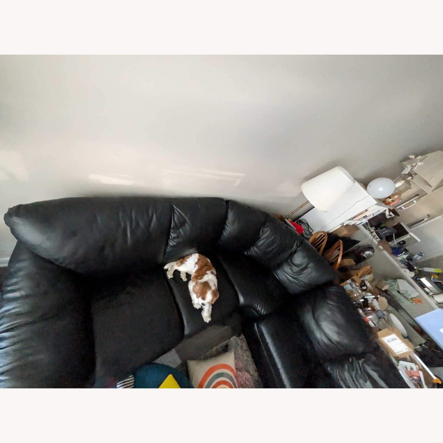 Big Comfy Black Leather Couch - image-2