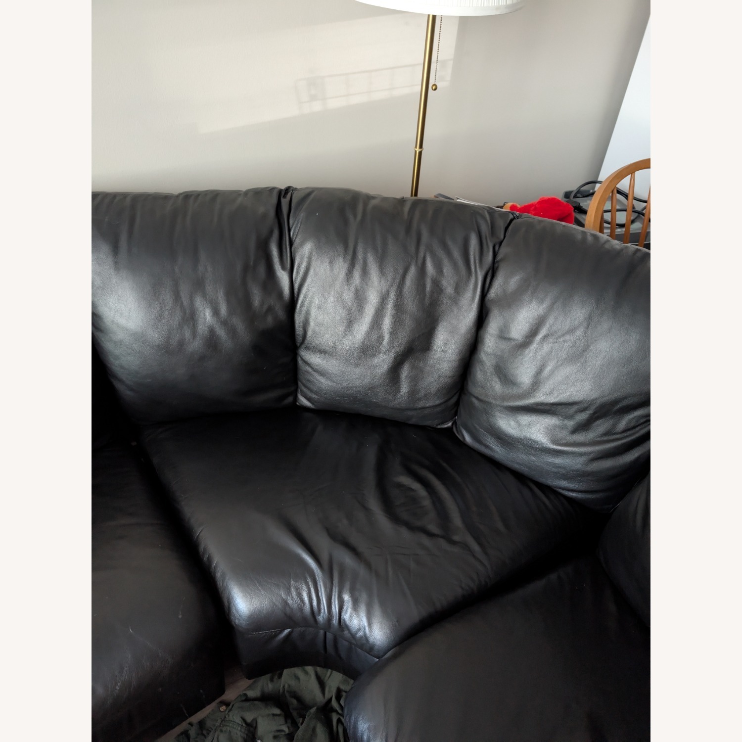 Big Comfy Black Leather Couch - image-3