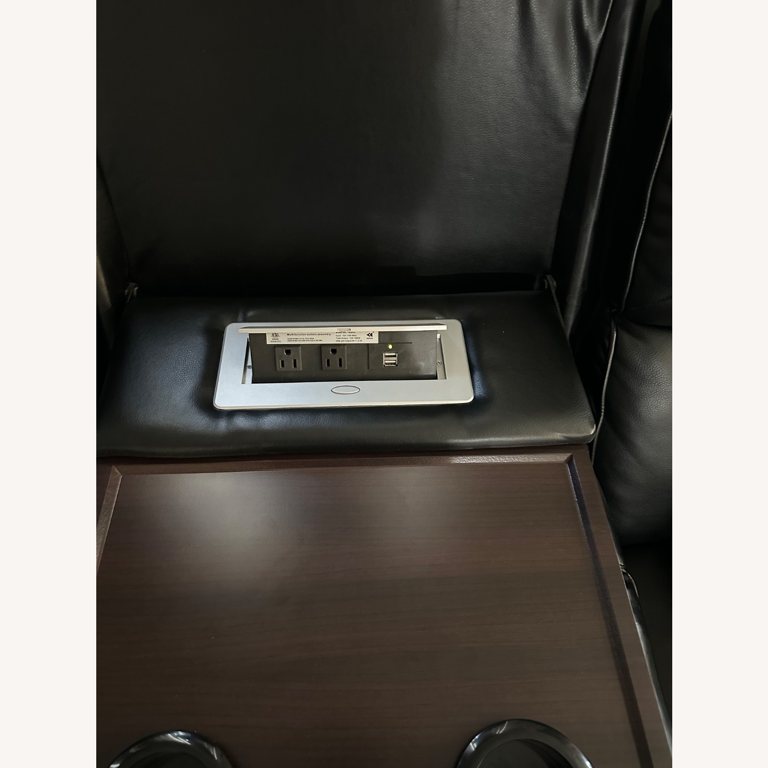 Leather Sectional Recliner USB , LED Lights - image-2