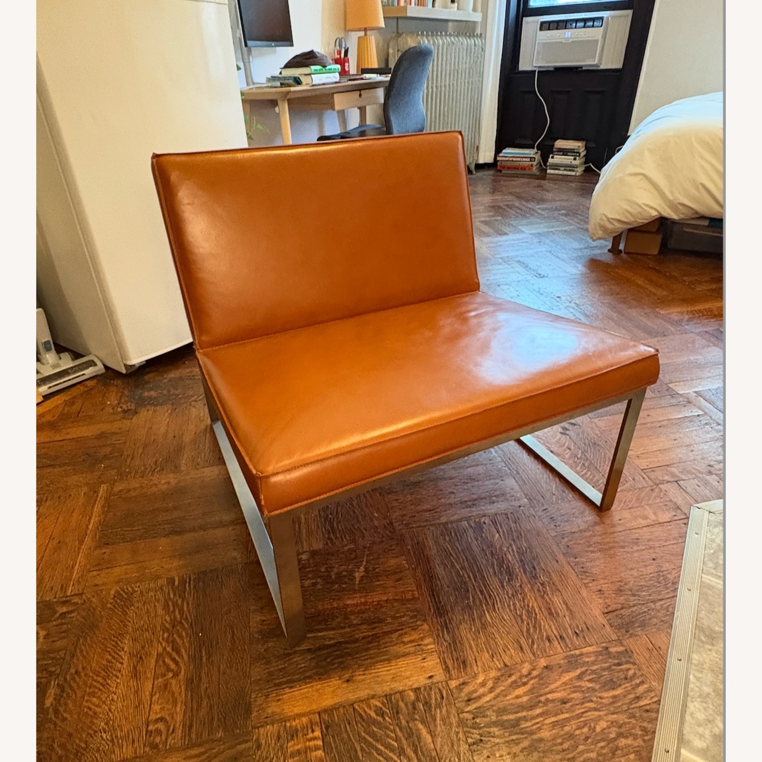 Modern Leather and Chrome Armchair - image-2