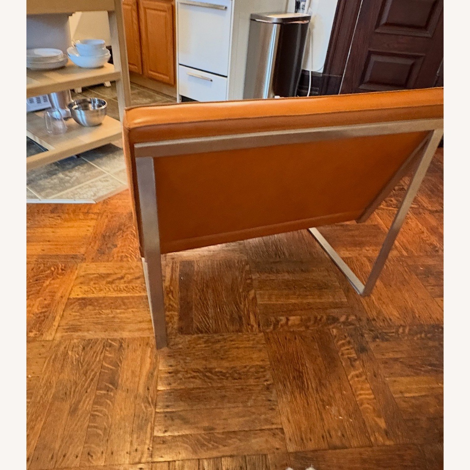 Modern Leather and Chrome Armchair - image-4