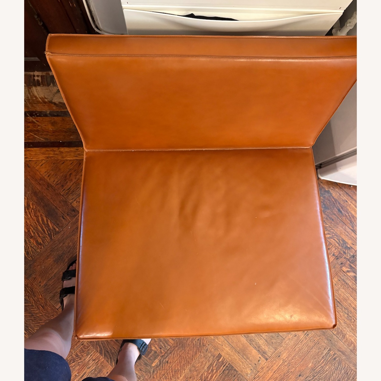 Modern Leather and Chrome Armchair - image-5