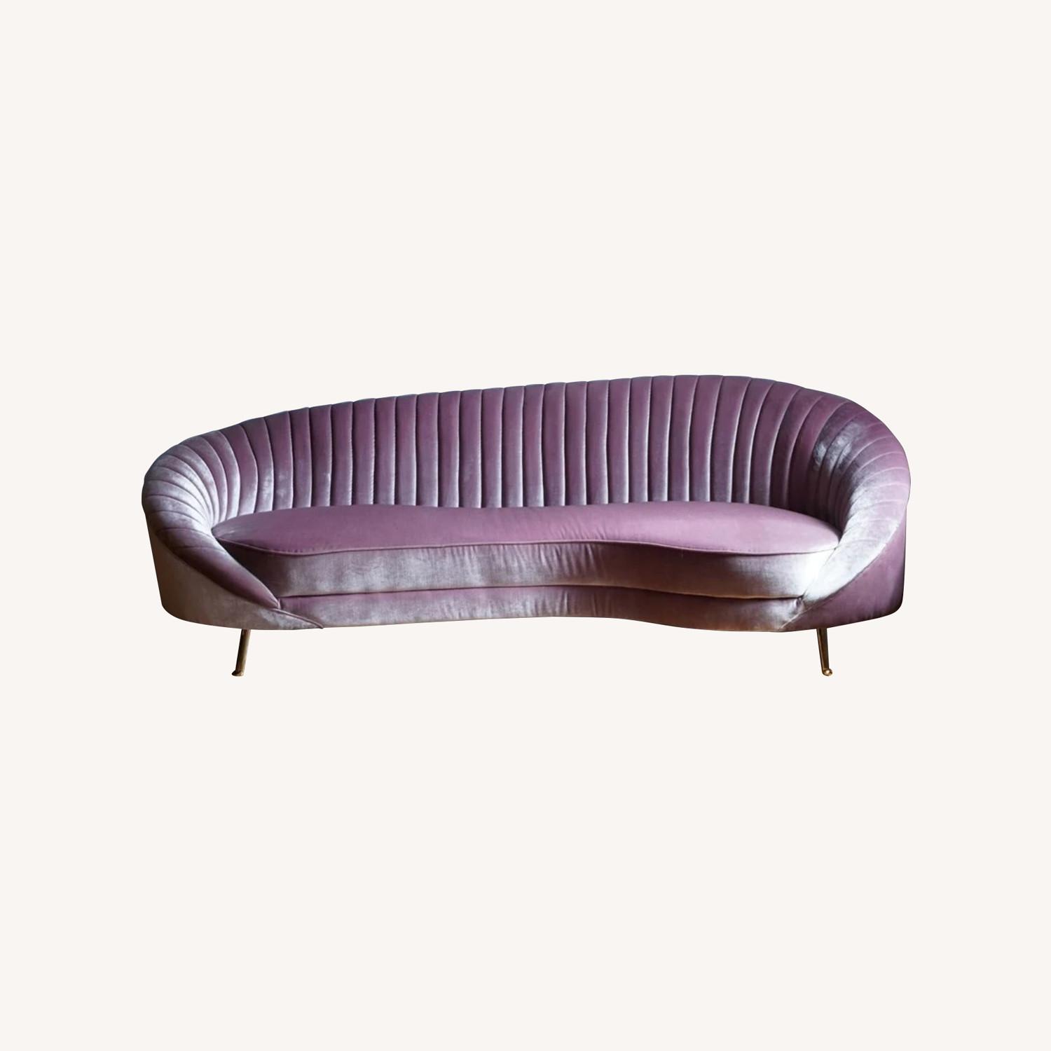 Art Deco Inspired Pink Velvet Couch - image-0