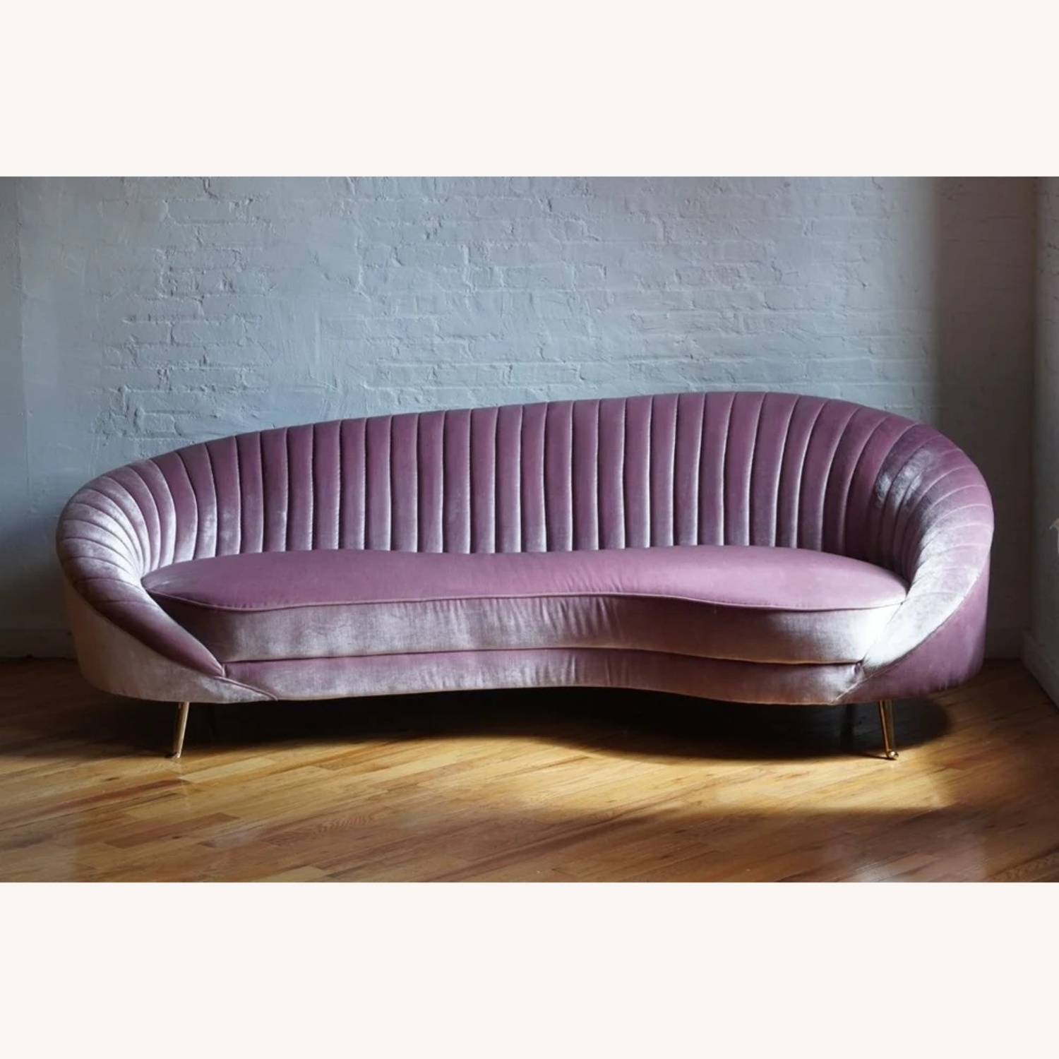 Art Deco Inspired Pink Velvet Couch - image-5