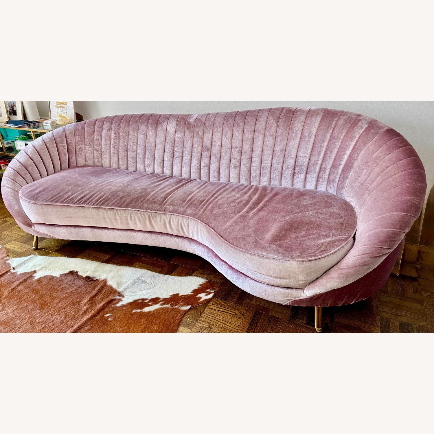 Art Deco Inspired Pink Velvet Couch - image-3