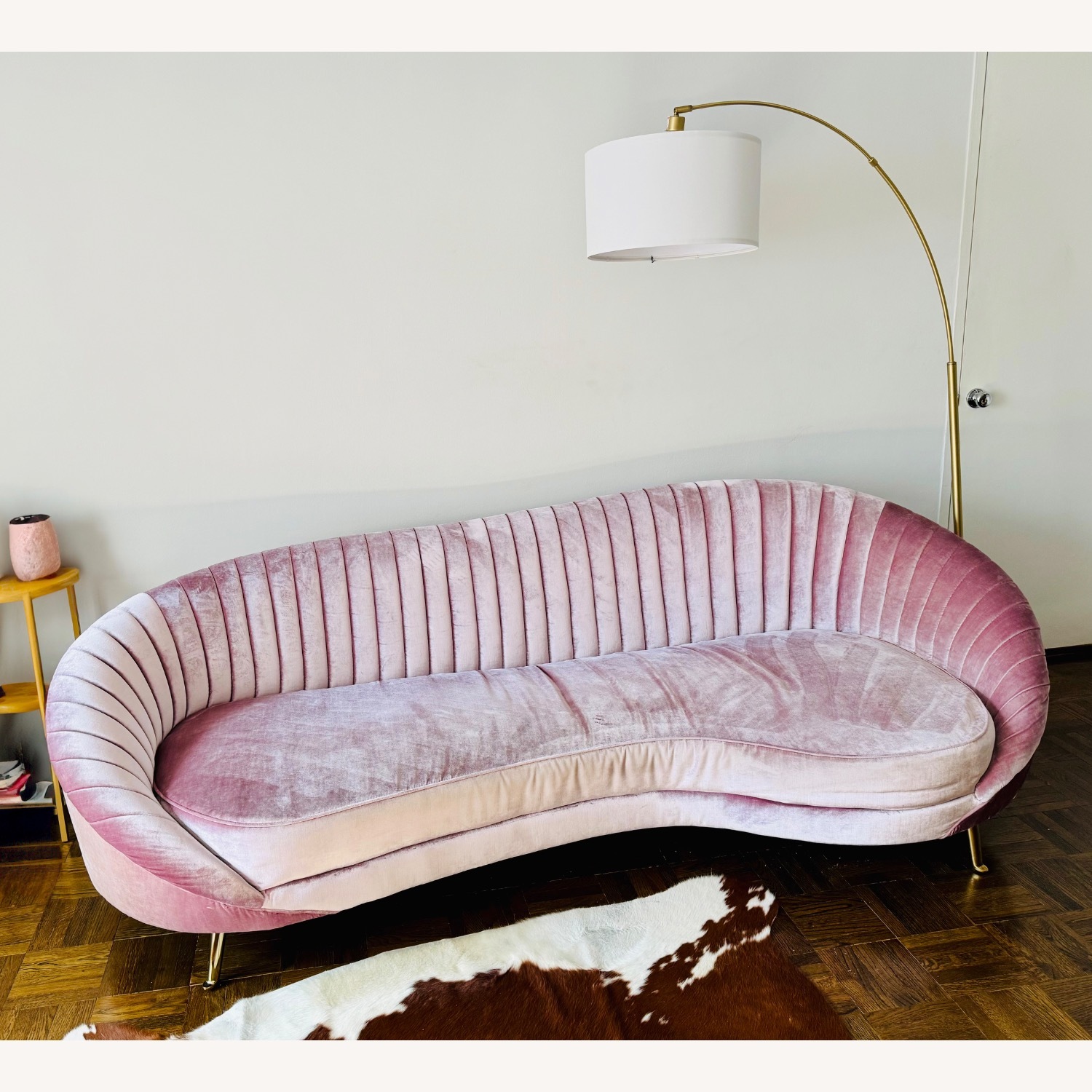 Art Deco Inspired Pink Velvet Couch - image-2