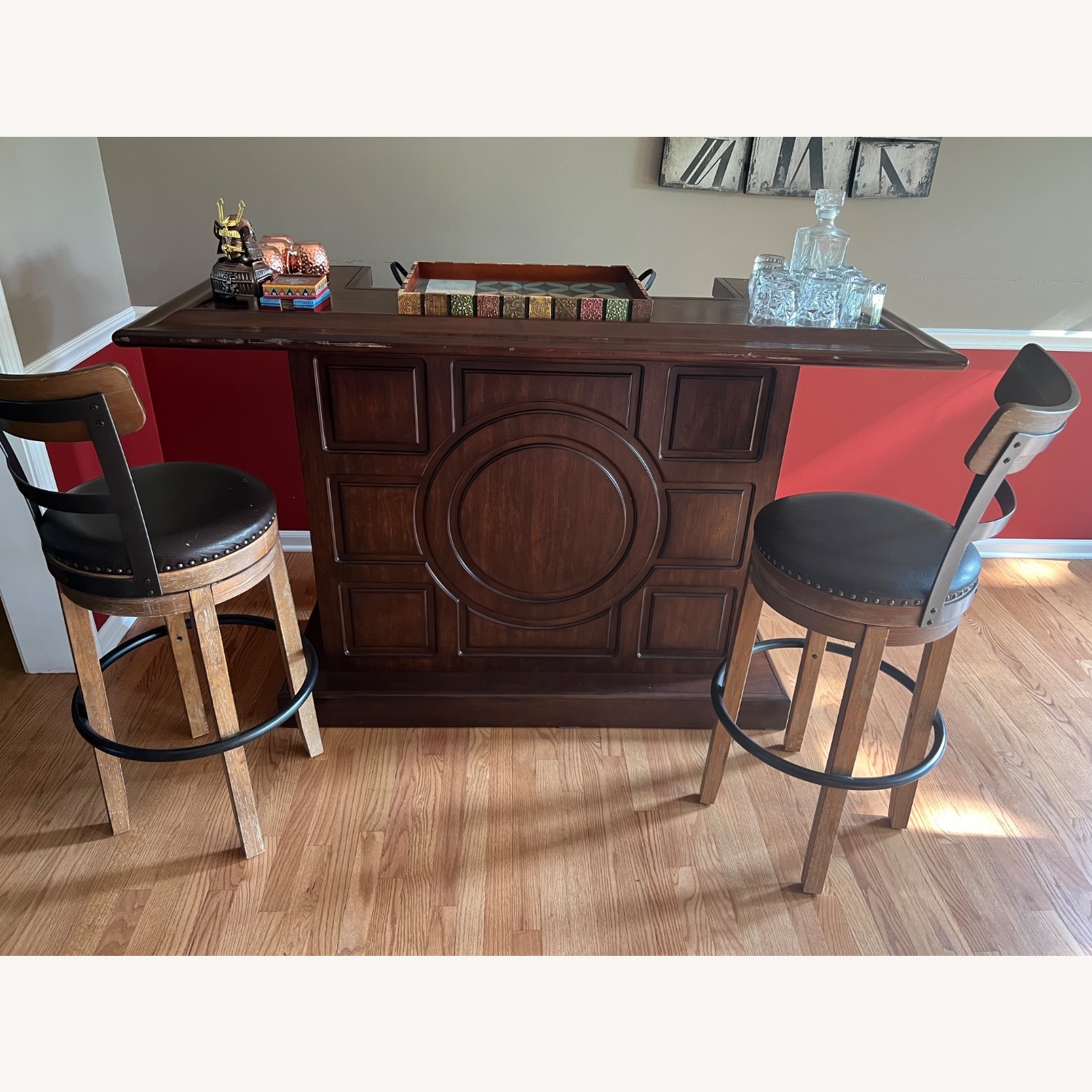 Wooden Bar with Bar Stools - image-1