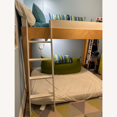 Used Oeuf Perch Loft Bed White/Maple for sale on AptDeco