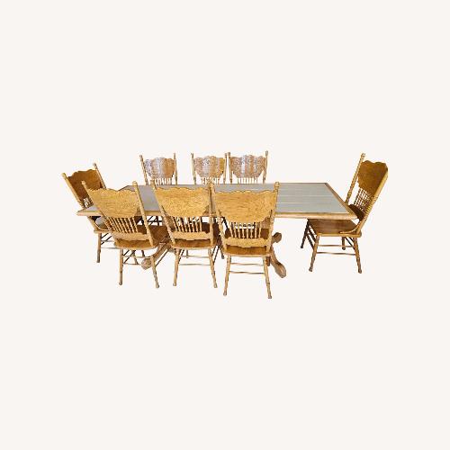 Used Oak Tile Top Dining Set  for sale on AptDeco