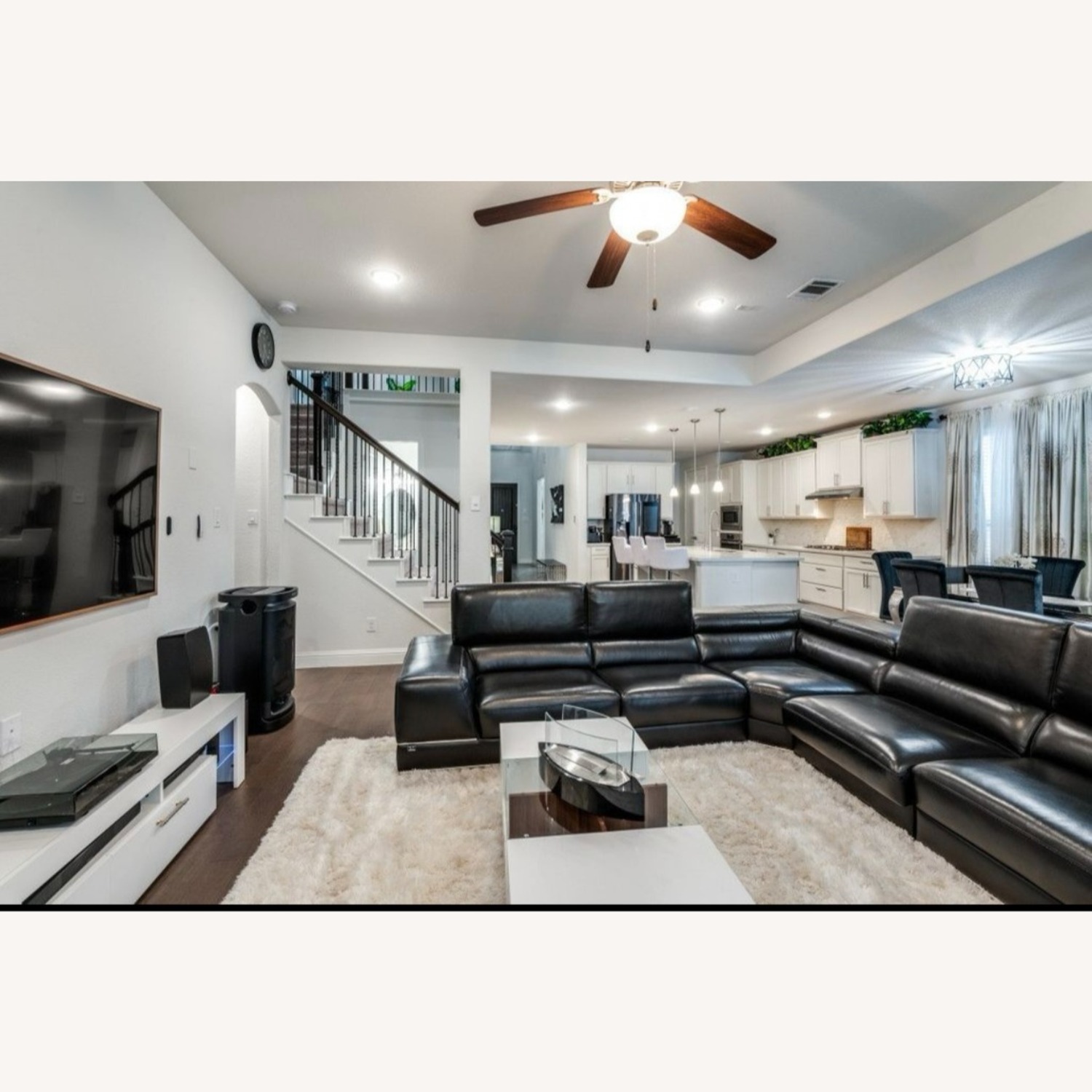 Wynn Luxury Black Leather Sectional Sofa - image-1