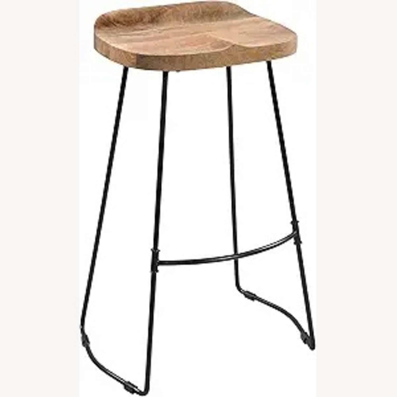Handsome Contoured Wood Stools With Metal Base - image-5