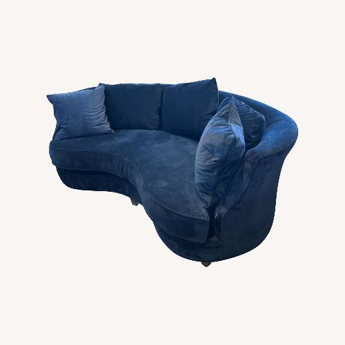Used Custom Curved Velvet W Lucite Legs Sectional Navy for sale on AptDeco